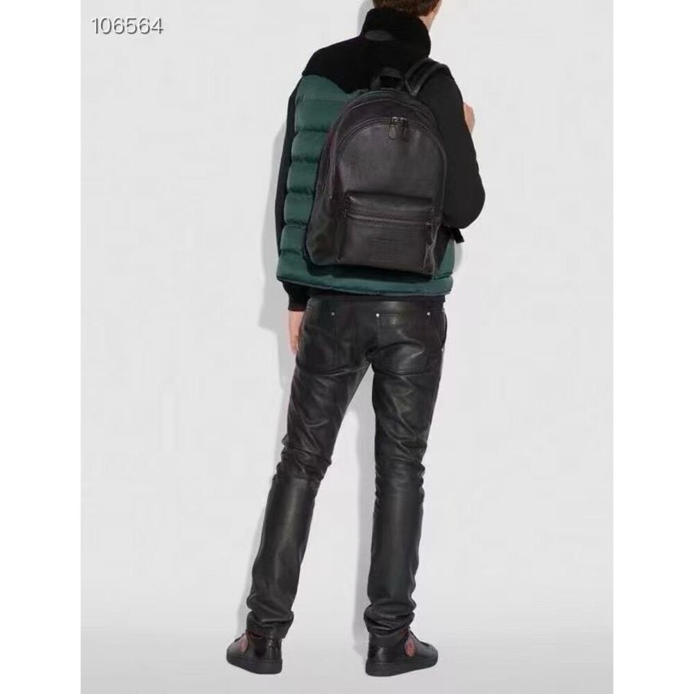 Coach 32235 Academy Backpack Style Midnight Navy Black Copper Pebbled Leather - Picture 10 of 11
